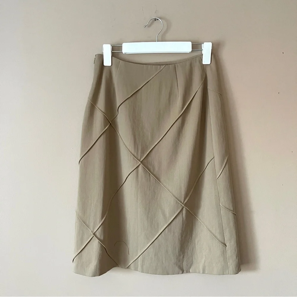 PIER ANTONIO GASPARI | Tan Geometric A-line Pencil Skirt Sz 8 - Picture 4 of 7